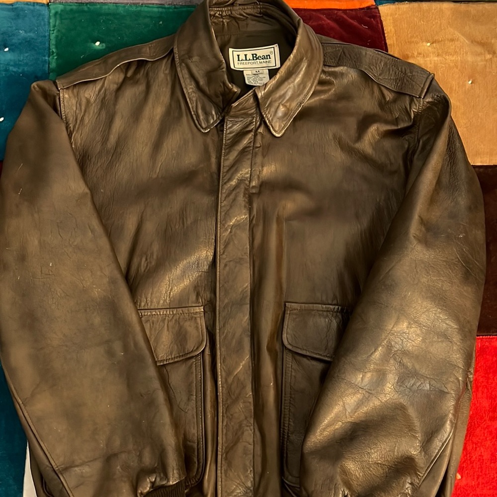 Vintage LL Bean Leather Bomber Jacket (Medium) - Picture 1 of 3